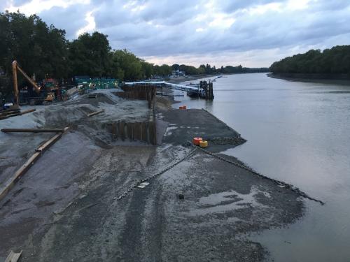 View of Putney Pier looking west from Putney Bridge